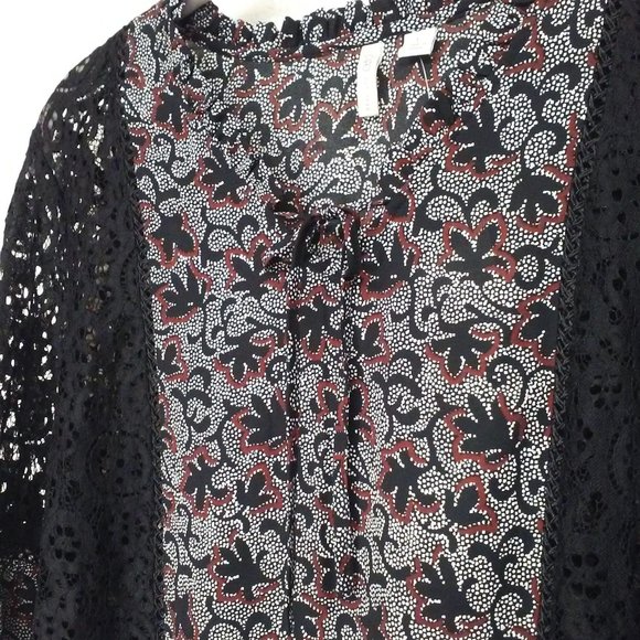 NWT CATO Boho tunic top Sz-L Black lace ruffles - Picture 4 of 12